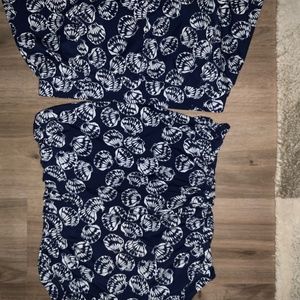 Blue and White Shell Bathing Suit